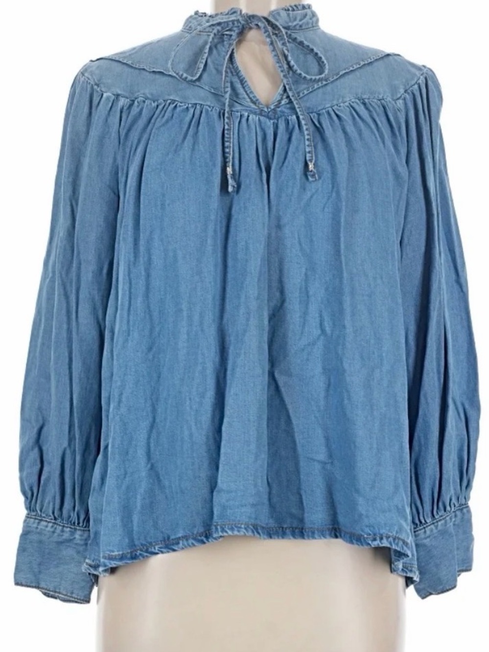 ZARA MID-BLUE OVERSIZED FLOWY DENIM SHIRT SIZE L